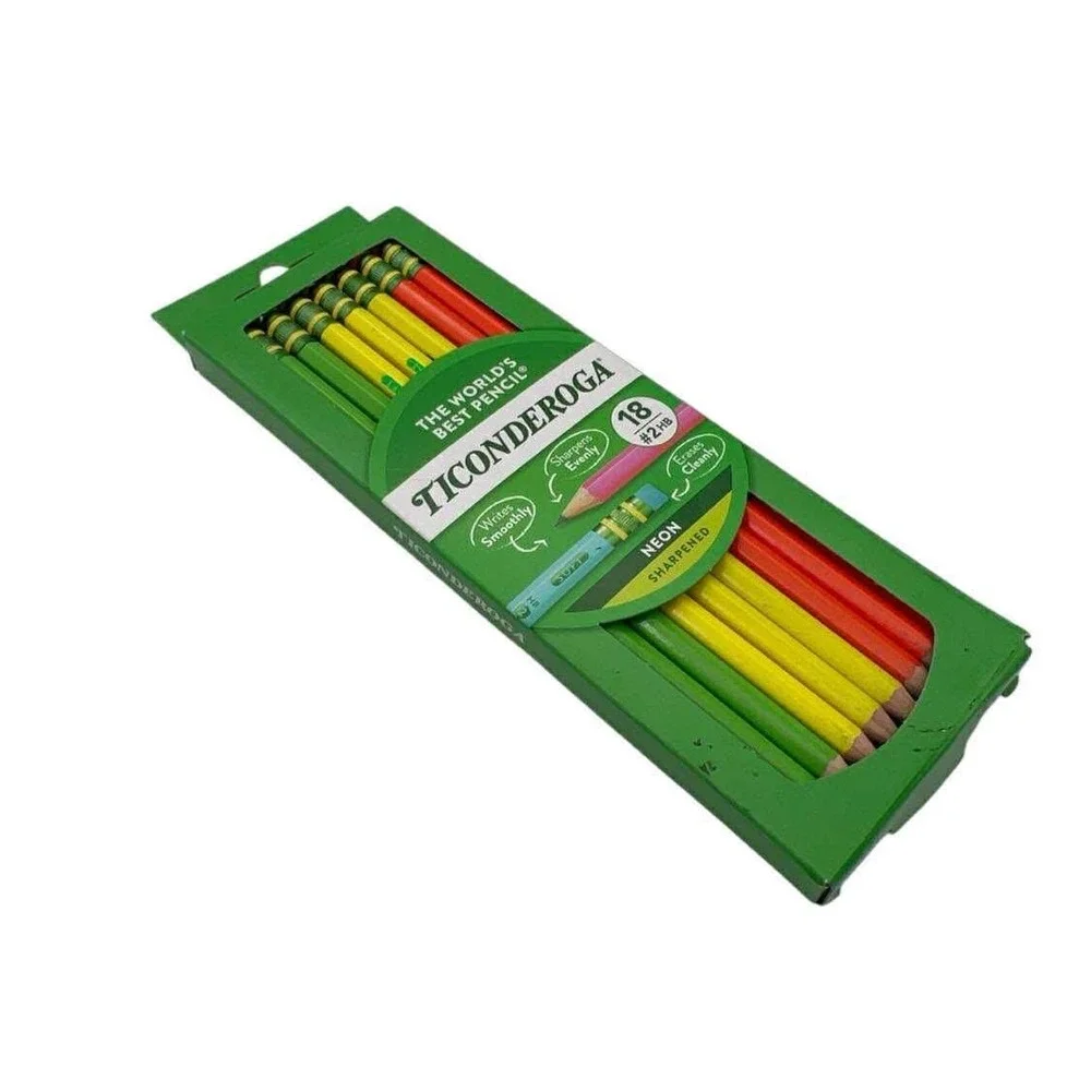 Ticonderoga Neon Sharpened Pencils, 18 Count,‎ #2 HB - Bright Colors